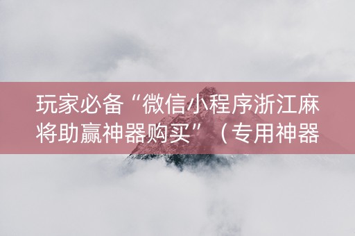 玩家必备“微信小程序浙江麻将助赢神器购买”（专用神器下载)