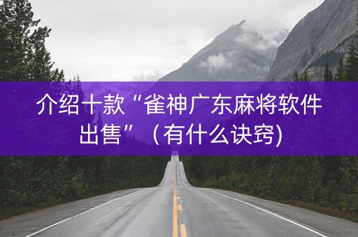 介绍十款“雀神广东麻将软件出售”（有什么诀窍)