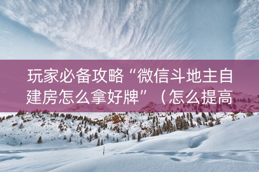 玩家必备攻略“微信斗地主自建房怎么拿好牌”（怎么提高胜率)