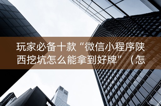 玩家必备十款“微信小程序陕西挖坑怎么能拿到好牌”（怎么调胜率)
