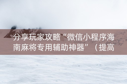 分享玩家攻略“微信小程序海南麻将专用辅助神器”（提高胜率软件)