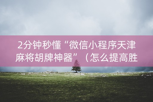 2分钟秒懂“微信小程序天津麻将胡牌神器”（怎么提高胜率)