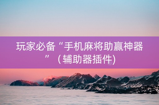 玩家必备“手机麻将助赢神器”（辅助器插件)