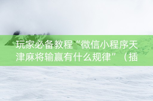 玩家必备教程“微信小程序天津麻将输赢有什么规律”（插件可信吗)