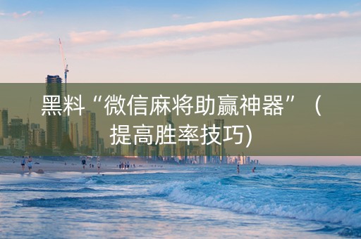 黑料“微信麻将助赢神器”（提高胜率技巧)