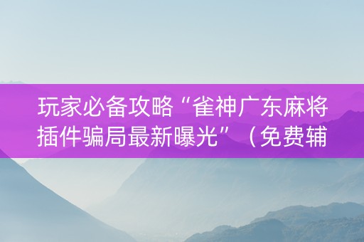 玩家必备攻略“雀神广东麻将插件骗局最新曝光”（免费辅助)