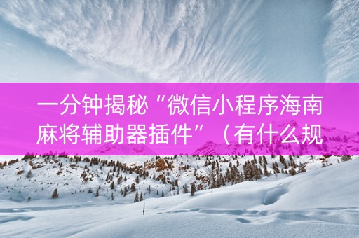 一分钟揭秘“微信小程序海南麻将辅助器插件”（有什么规律)