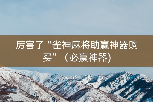 厉害了“雀神麻将助赢神器购买”（必赢神器)