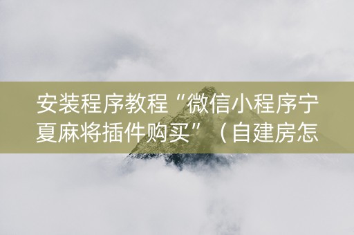 安装程序教程“微信小程序宁夏麻将插件购买”（自建房怎么赢)