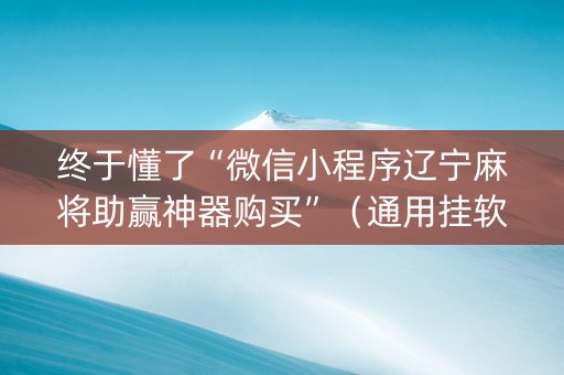 终于懂了“微信小程序辽宁麻将助赢神器购买”（通用挂软件多少钱)