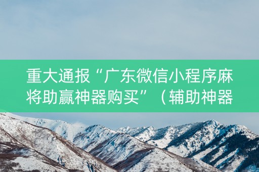 重大通报“广东微信小程序麻将助赢神器购买”（辅助神器免费)