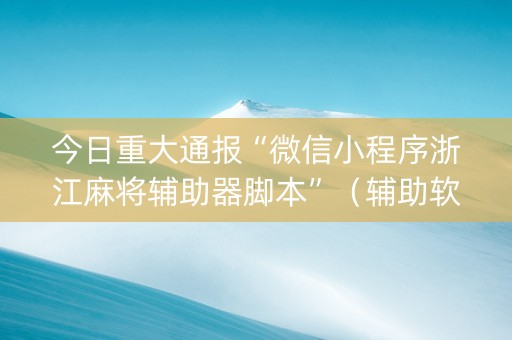 今日重大通报“微信小程序浙江麻将辅助器脚本”（辅助软件)
