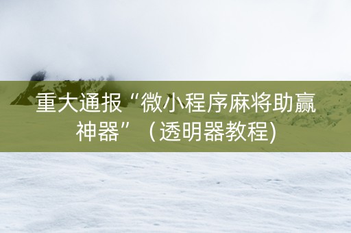 重大通报“微小程序麻将助赢神器”（透明器教程)