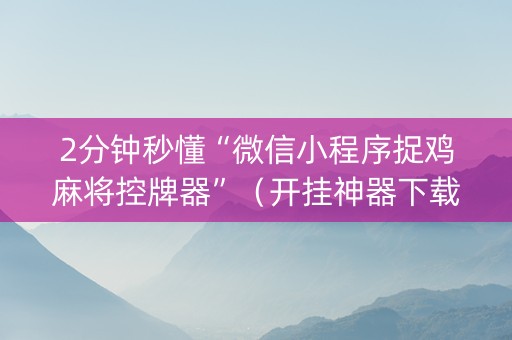 2分钟秒懂“微信小程序捉鸡麻将控牌器”（开挂神器下载)