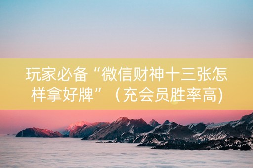 玩家必备“微信财神十三张怎样拿好牌”（充会员胜率高)