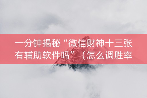 一分钟揭秘“微信财神十三张有辅助软件吗”（怎么调胜率)