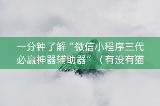 一分钟了解“微信小程序三代必赢神器辅助器”（有没有猫腻)