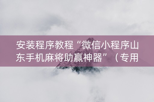 安装程序教程“微信小程序山东手机麻将助赢神器”（专用神器)