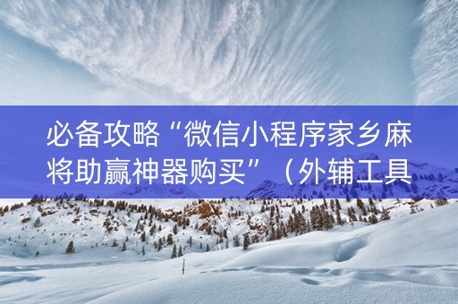 必备攻略“微信小程序家乡麻将助赢神器购买”（外辅工具)