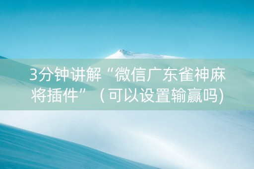 3分钟讲解“微信广东雀神麻将插件”（可以设置输赢吗)
