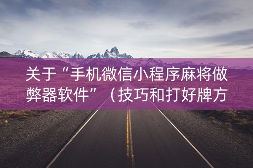关于“手机微信小程序麻将做弊器软件”（技巧和打好牌方法)