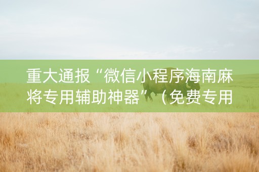 重大通报“微信小程序海南麻将专用辅助神器”（免费专用神器)