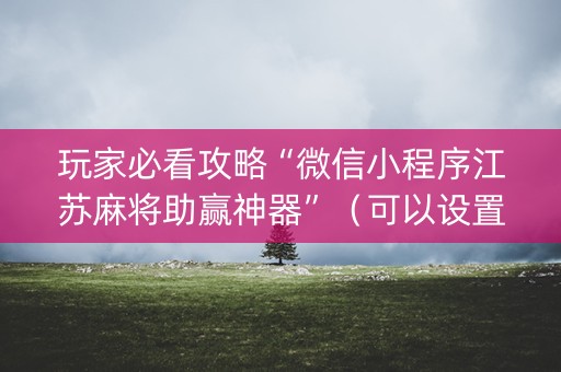 玩家必看攻略“微信小程序江苏麻将助赢神器”（可以设置输赢吗)
