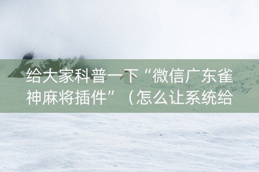 给大家科普一下“微信广东雀神麻将插件”（怎么让系统给你发好牌)