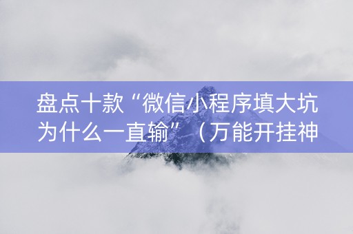 盘点十款“微信小程序填大坑为什么一直输”（万能开挂神器)