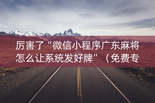 厉害了“微信小程序广东麻将怎么让系统发好牌”（免费专用神器)