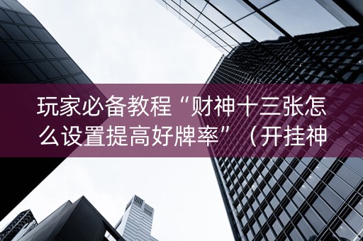 玩家必备教程“财神十三张怎么设置提高好牌率”（开挂神器下载)
