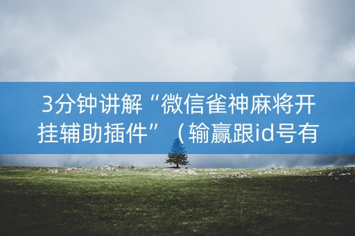 3分钟讲解“微信雀神麻将开挂辅助插件”（输赢跟id号有关系吗)