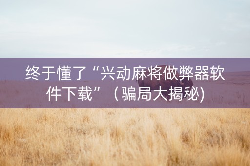 终于懂了“兴动麻将做弊器软件下载”（骗局大揭秘)