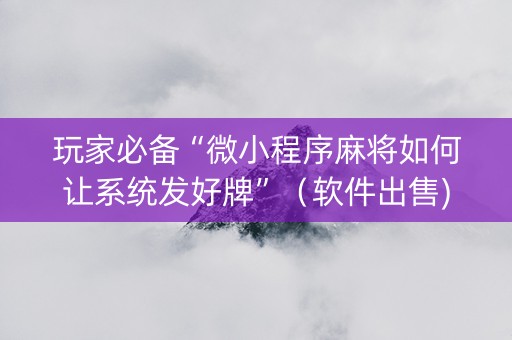 玩家必备“微小程序麻将如何让系统发好牌”（软件出售)