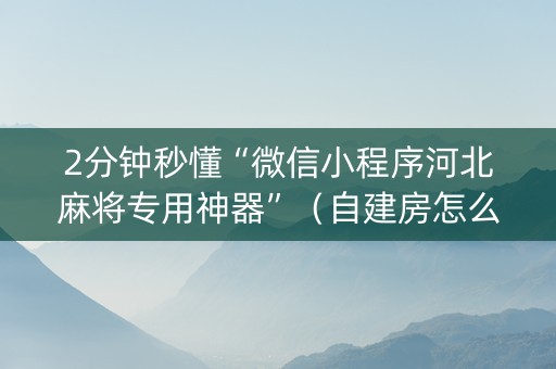 2分钟秒懂“微信小程序河北麻将专用神器”（自建房怎么赢)