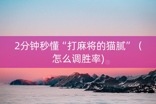 2分钟秒懂“打麻将的猫腻”（怎么调胜率)