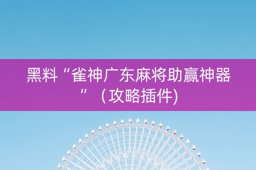 黑料“雀神广东麻将助赢神器”（攻略插件)