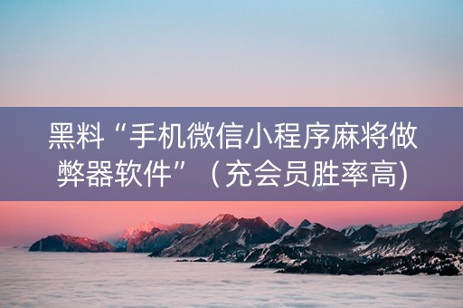 黑料“手机微信小程序麻将做弊器软件”（充会员胜率高)