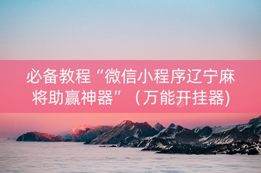 必备教程“微信小程序辽宁麻将助赢神器”（万能开挂器)