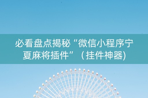 必看盘点揭秘“微信小程序宁夏麻将插件”（挂件神器)