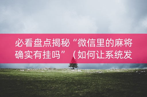 必看盘点揭秘“微信里的麻将确实有挂吗”（如何让系统发好牌)