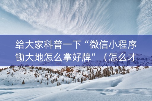 给大家科普一下“微信小程序锄大地怎么拿好牌”（怎么才会赢)