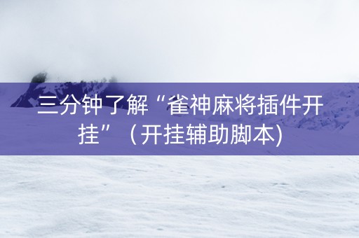 三分钟了解“雀神麻将插件开挂”（开挂辅助脚本)
