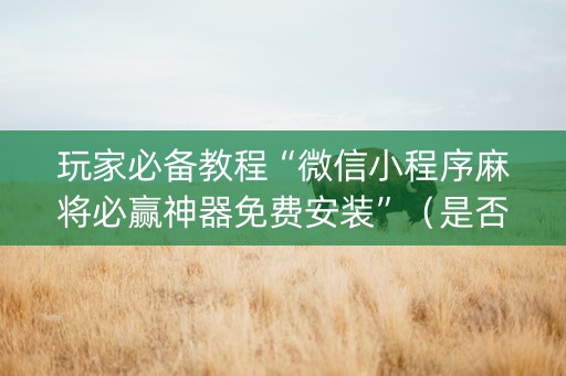 玩家必备教程“微信小程序麻将必赢神器免费安装”（是否能开挂)