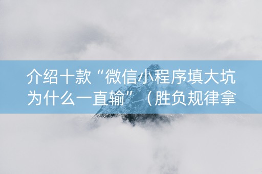 介绍十款“微信小程序填大坑为什么一直输”（胜负规律拿好牌)