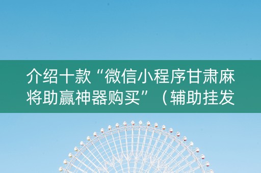 介绍十款“微信小程序甘肃麻将助赢神器购买”（辅助挂发牌规律)