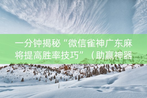 一分钟揭秘“微信雀神广东麻将提高胜率技巧”（助赢神器购买)