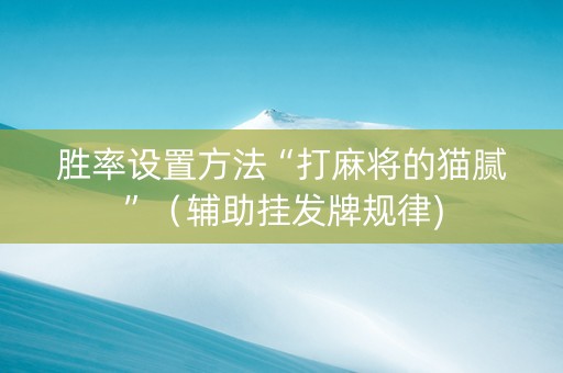 胜率设置方法“打麻将的猫腻”（辅助挂发牌规律)