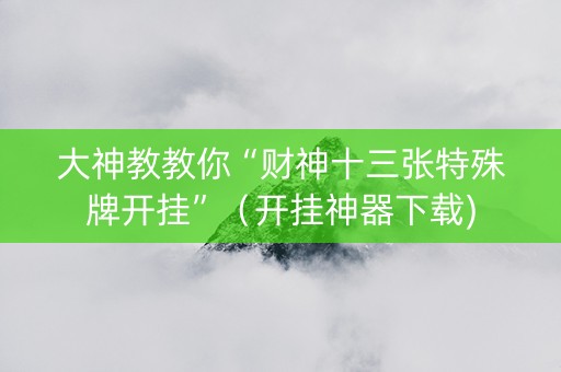 大神教教你“财神十三张特殊牌开挂”（开挂神器下载)