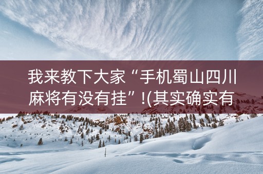 我来教下大家“手机蜀山四川麻将有没有挂”!(其实确实有挂)-知乎